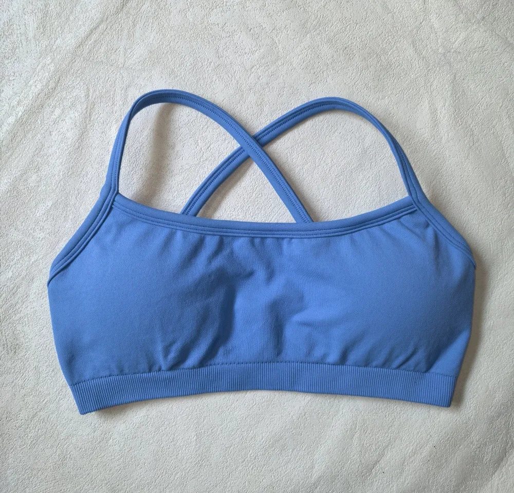 Halter Backless Bra High Waist Peach Sports Shorts Suit - Fresh Blue Bra