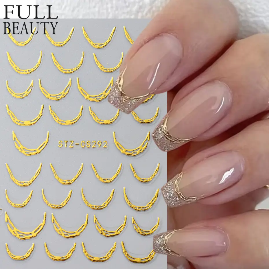 Nail Stickers Ins French Bronzing Lines Metal Scrubs