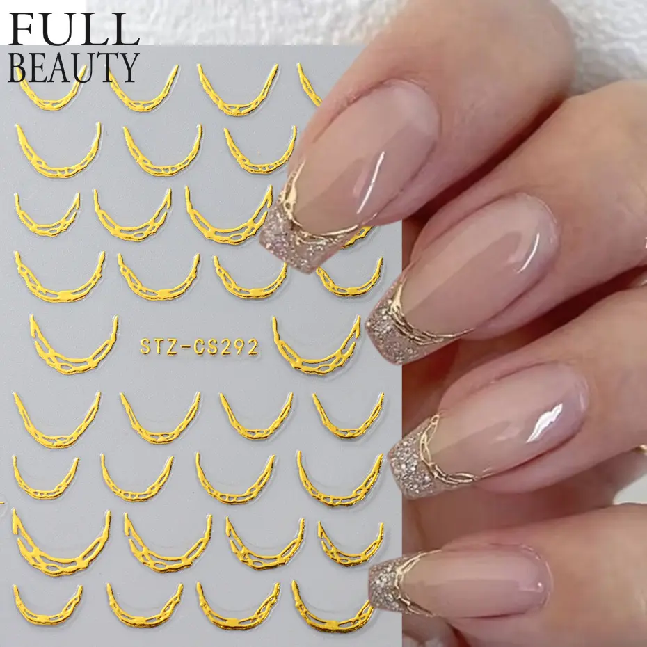 Nail Stickers Ins French Bronzing Lines Metal
