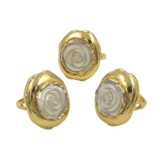 Gold-plated Roses Grain Neutral Banquet Party Ring - Shell - View 1