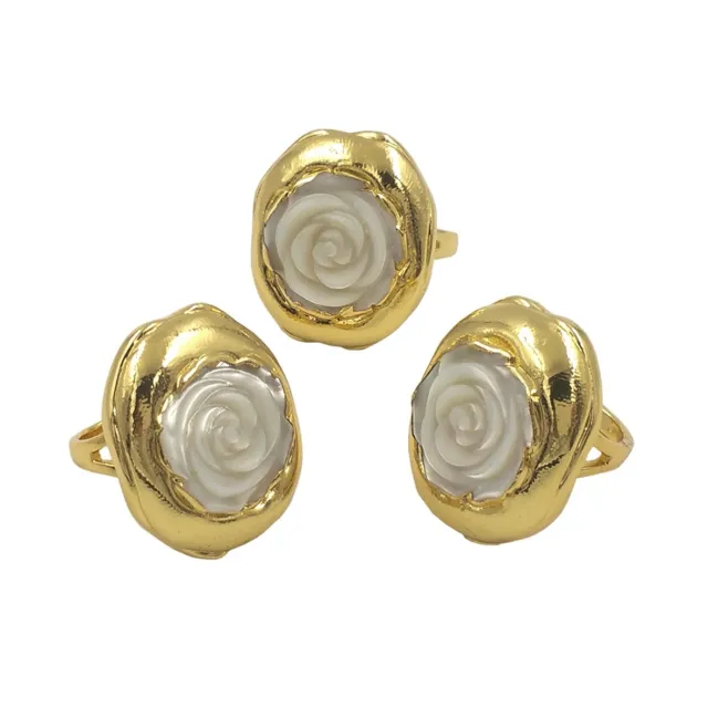 Gold plated Roses Grain Neutral Banquet Party Ring Shell - Shop at LoveMi