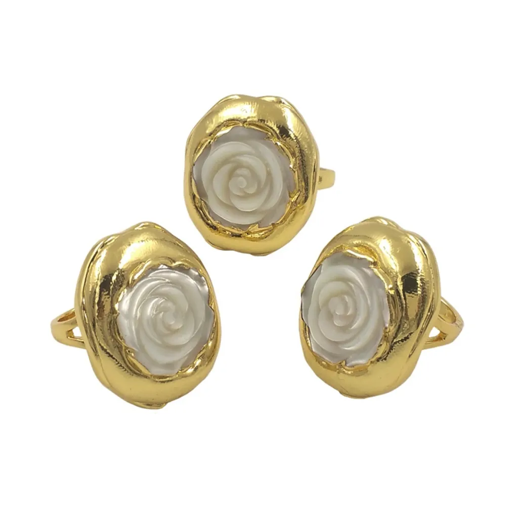 Gold-plated Roses Grain Neutral Banquet Party Ring - Shell