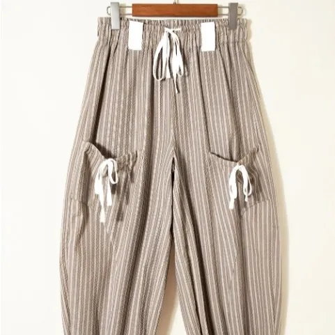 Brown Striped Drawstring Cargo With Pockets Jogger Pants - Brown
