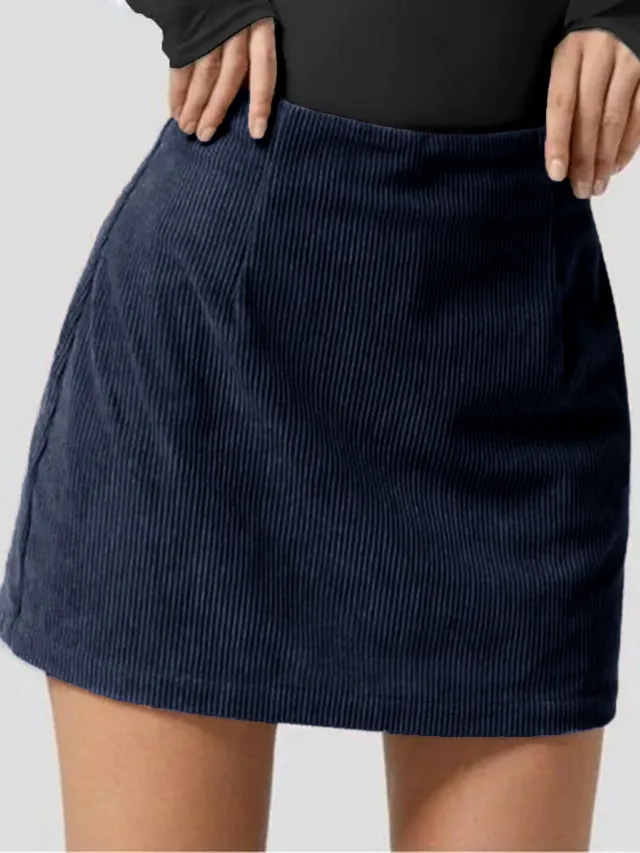 Women's European And American Corduroy A Line Skirt Blue - Shop at LoveMi