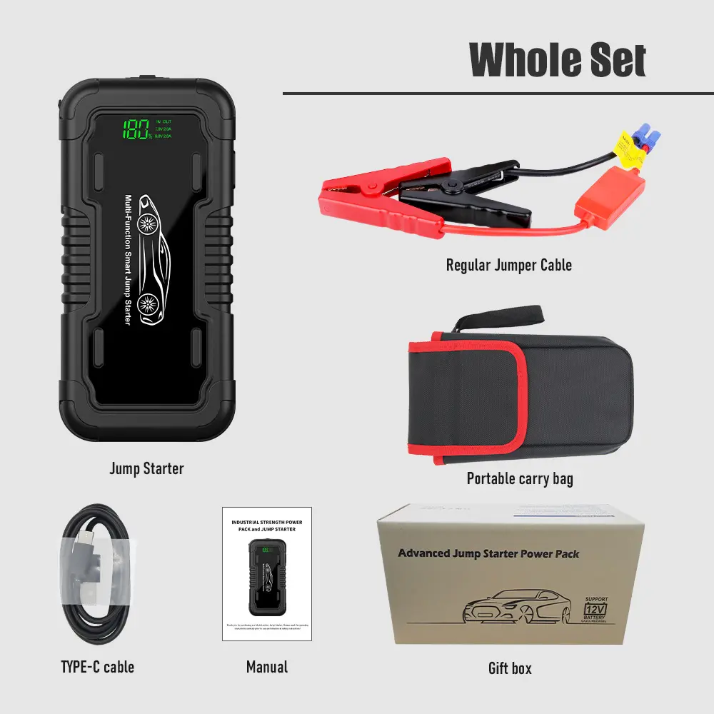 Car 20000mah Emergency Start Power Supply With LED Lighting