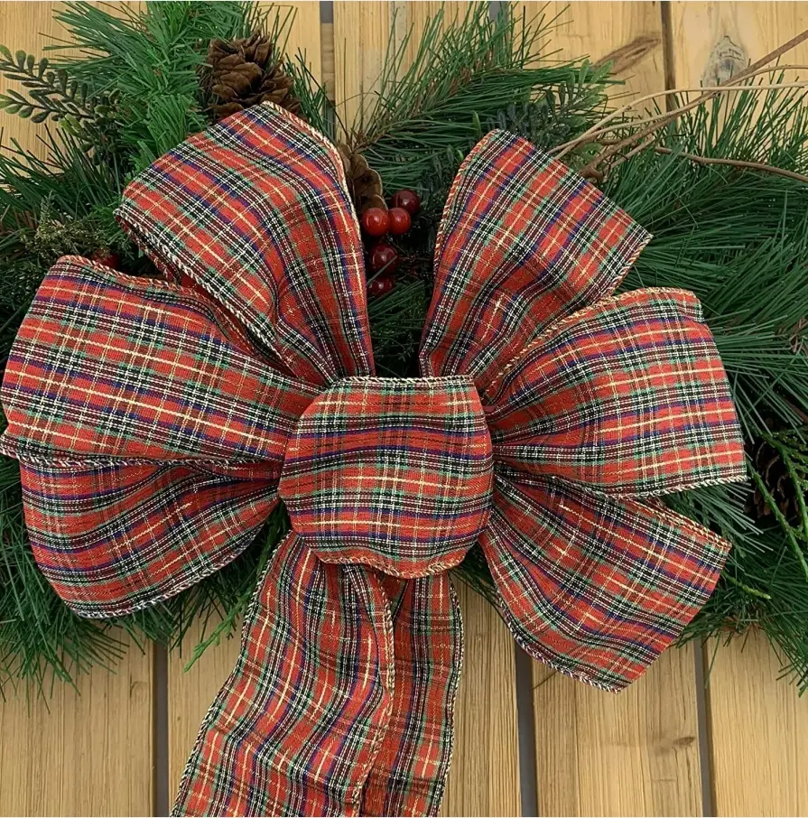 Polyester Velvet Burlap Wreath Bow