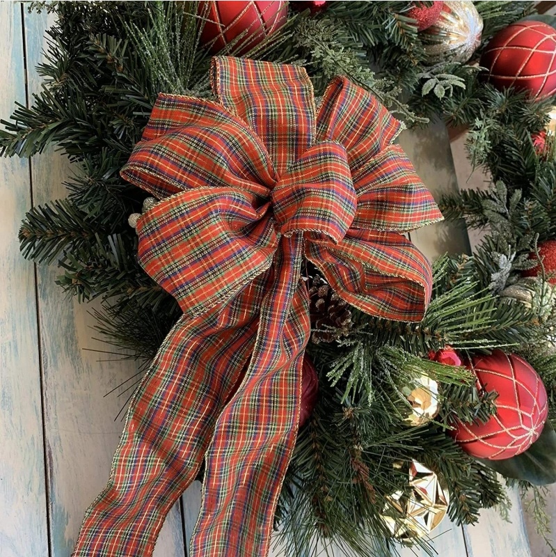 Polyester Velvet Burlap Wreath Bow