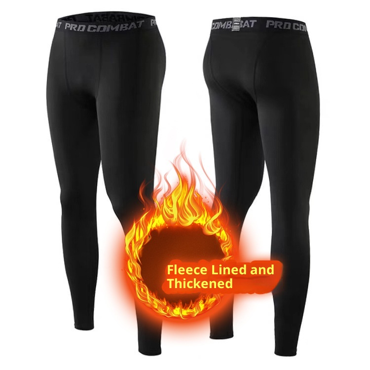 Autumn And Winter Fleece-lined Sports Tights Men - Image 4