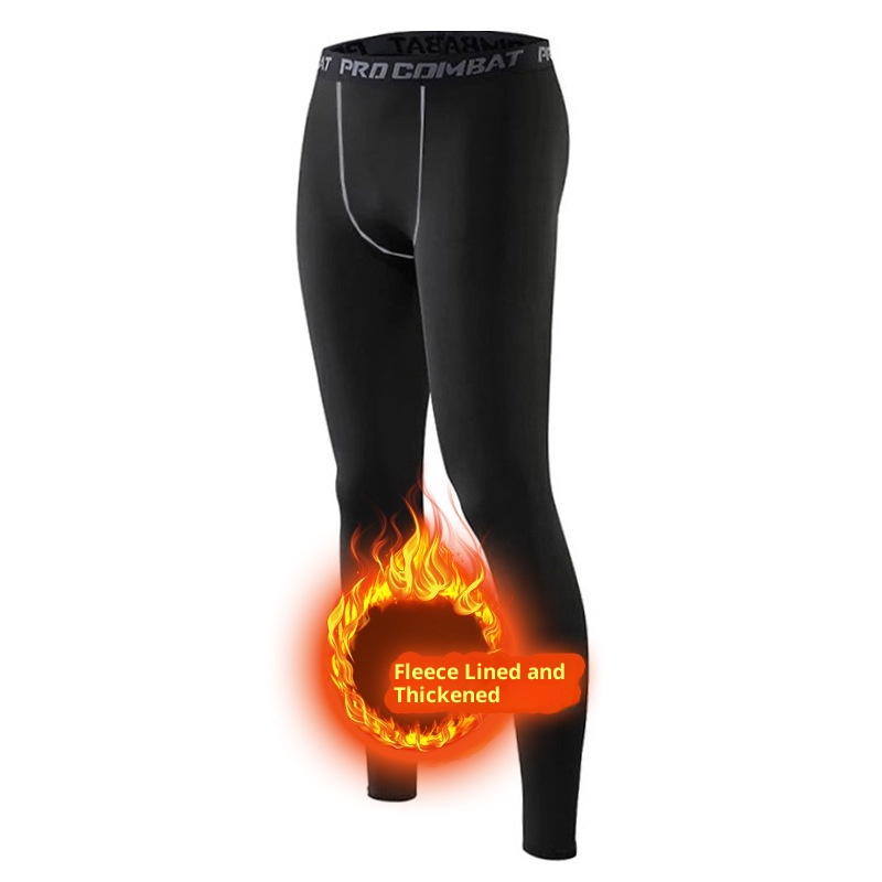 Autumn And Winter Fleece-lined Sports Tights Men - Image 5