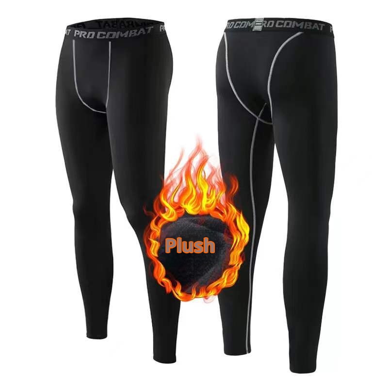 Autumn And Winter Fleece-lined Sports Tights Men - Image 1