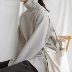 Women's Turtleneck Autumn And Winter Thickening Inner Wear Base Cashmere Sweater Sweater - White Water Grey - View 1