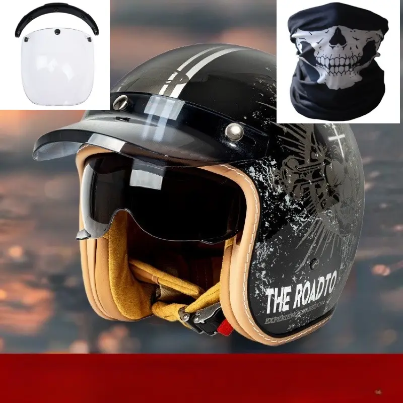 Motorcycle Helmet Motorcycle Helmet Men's And Women's Electric Car Built-in Goggles