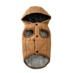 Pet Dog Four-legged Cotton-padded Coat - Brown - View 1