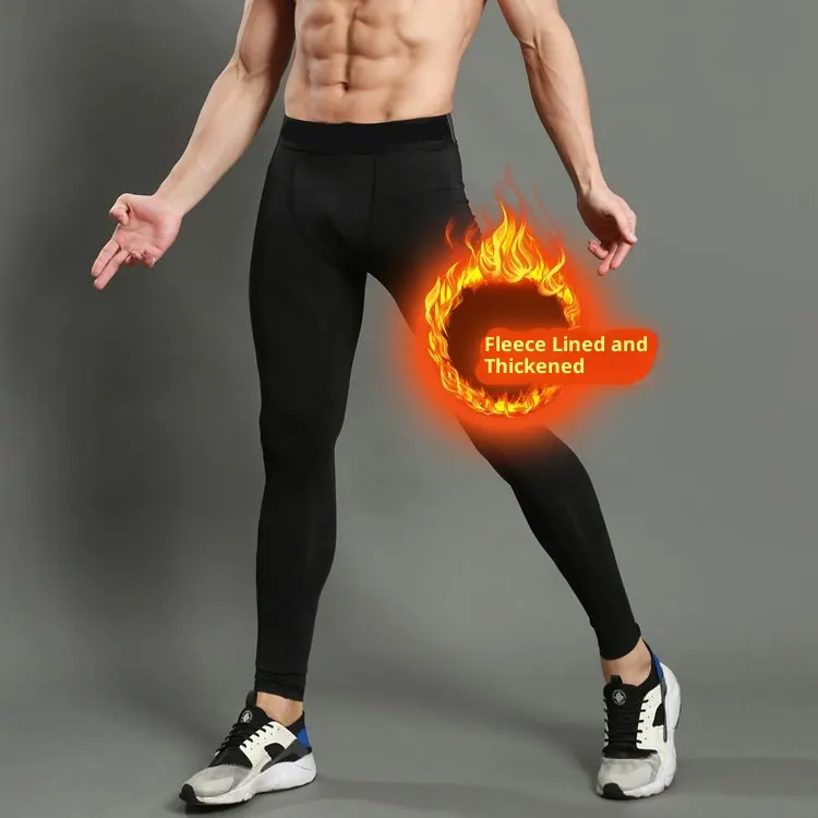 Autumn and Winter Fleece-lined Sports Tights Men