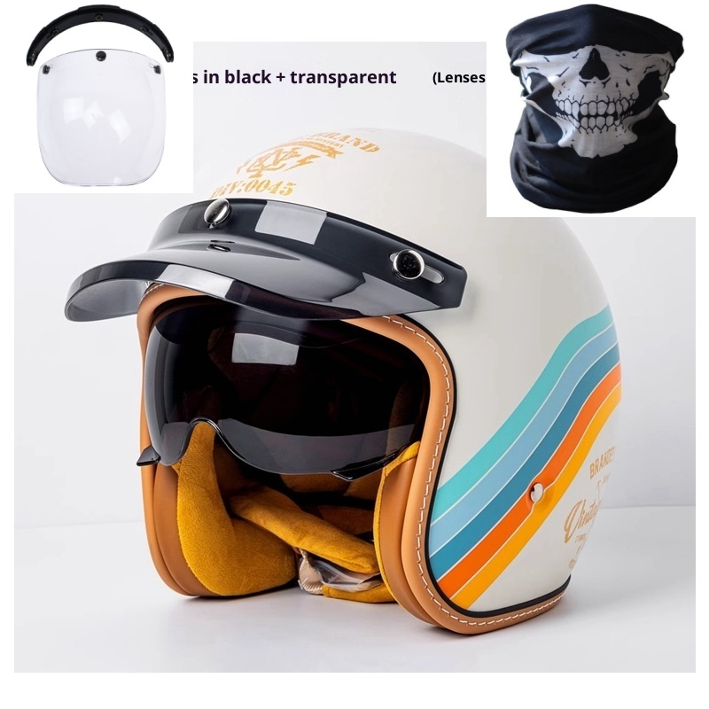 Motorcycle Helmet Motorcycle Helmet Men's And Women's Electric Car Built-in Goggles - Image 12