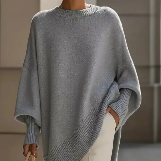 Thick Round Neck Women's Loose All matching Knitted Pullover Sweater Light Gray - Shop at LoveMi