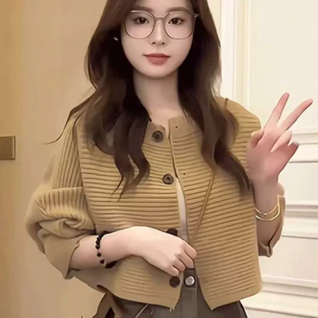 Early Autumn Women's Classic Style Short Knitted Cardigan Jacket Yellow - Shop at LoveMi