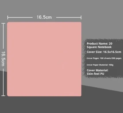Square Portable Notebook Learning Notebook Hand-painted Book - Pink