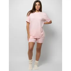 Women's Plus Size Loose Casual Summer Short-sleeved Home Wear Suit - Light Pink - View 1