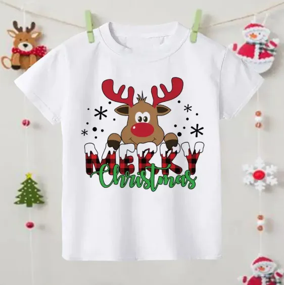 Christmas Printed T shirt Short Sleeve White 10 - Shop at LoveMi