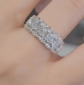925 Silver Plating 18K Gold Ring Full Moissanite Full Diamond Closed Ring Niche Us Size 7 - Shop at LoveMi