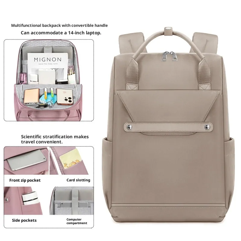 Lightweight Girls' Large Capacity Schoolbag - Brown