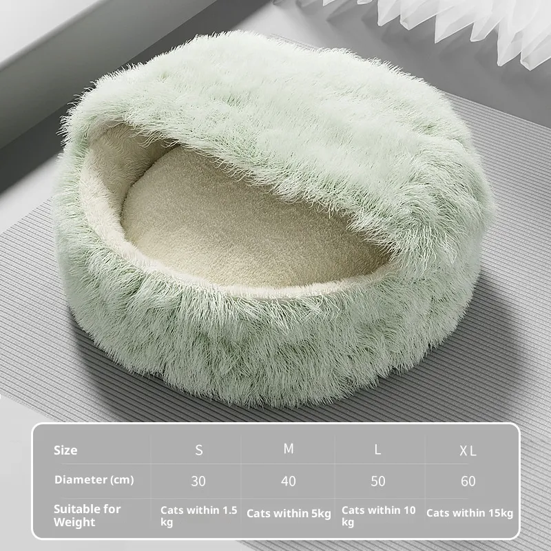 Warm Closed Wrapped Cat Sleeping Nest - Emerald Green