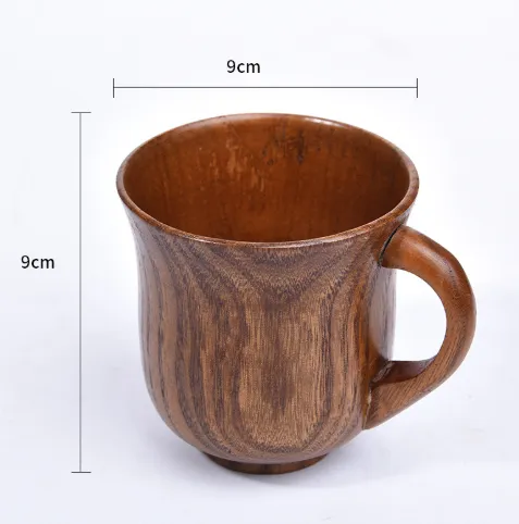 Japanese Style Wooden Coffee Cup Solid Wood Retro Restaurant 8X10.5 Beer Steins - Shop at LoveMi