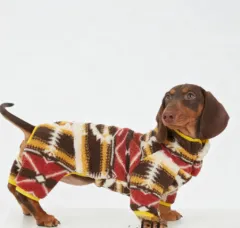 Dog Autumn And Winter Warm Thick Four-legged Pet Clothing - Red - View 1