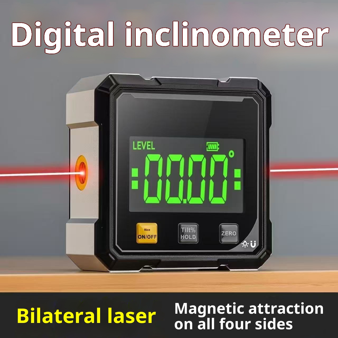 Electronic Digital Inclinometer Magnetic Suction Angle Meter 360 Degree Measurable Laser Level