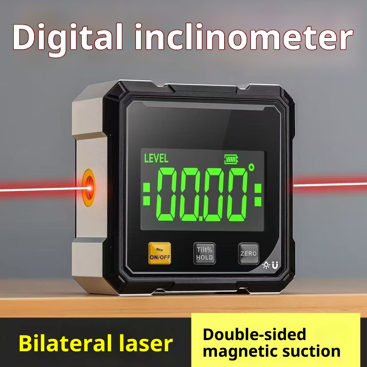 Electronic Digital Inclinometer Magnetic Suction Angle Meter 360 Degree Measurable Laser Level