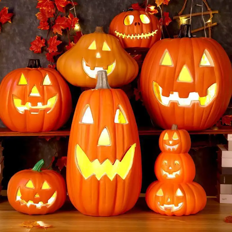 Halloween Pumpkin Lamp Prop Decorations Hollow Out Luminous