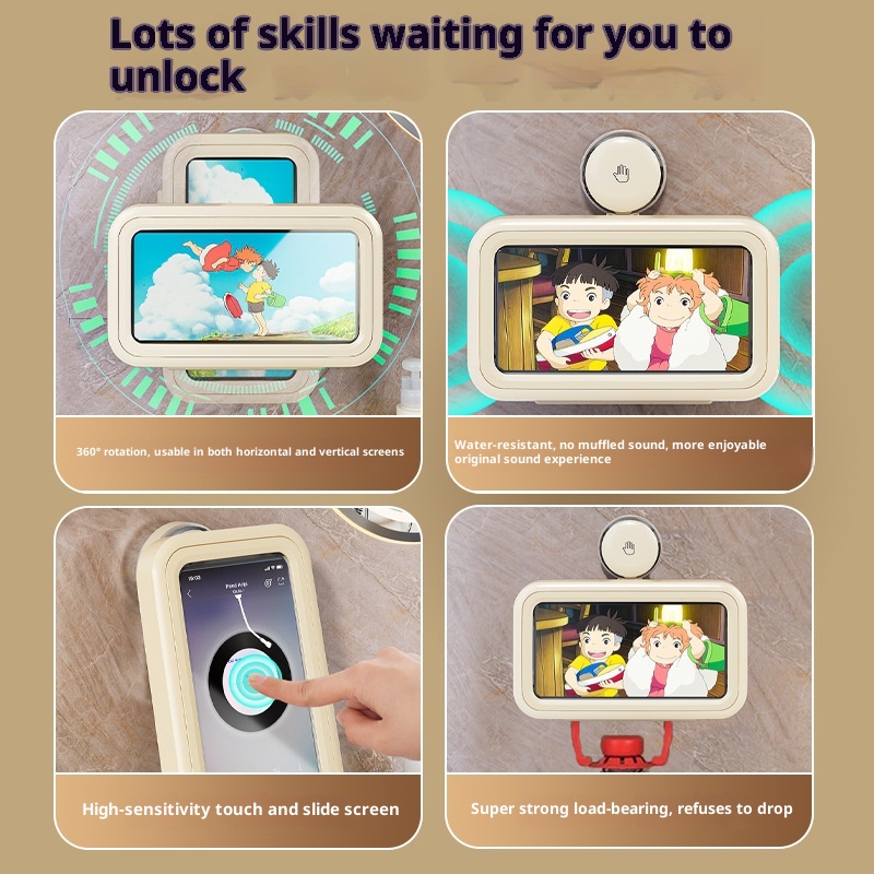 Suction Cup Bathroom Mobile Phone Stand Waterproof Mobile Phone Box
