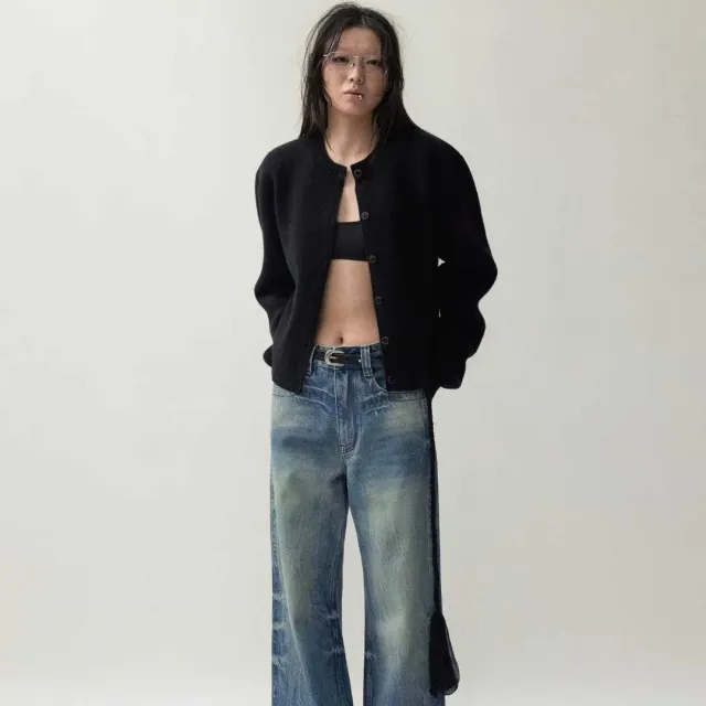 Waist tight Round Neck Sweater Autumn Winter Coat Black - Shop at LoveMi