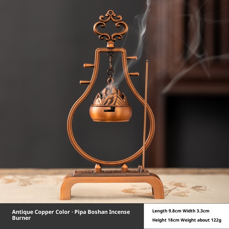 Domestic Aromatherapy Hanging Furnace Creative Tea Ceremony Ornaments Pipa Boshan Antique Brass - Shop at LoveMi
