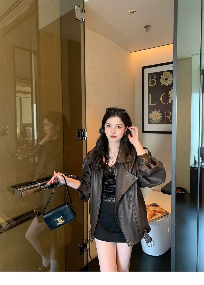 Biker's Leather Jacket Women's Loose All-match Retro 12 Biker's Leather Jacket Women's Loose All-match Retro