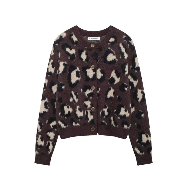 Style Vintage Leopard Print Sweater Coat Leopard Print 2 - Shop at LoveMi