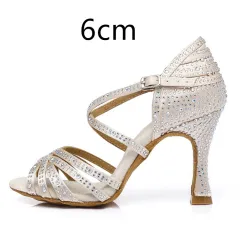 Latin Dance Shoes Hot Drilling Full Drilling Middle Heel - Light Flesh Color-6Cm Heel-42 - View 1
