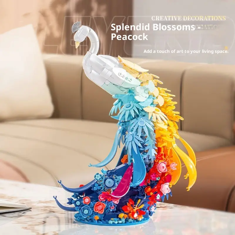 Colorful Peacock Swan Puzzle Assembly Decoration Building Blocks Toy