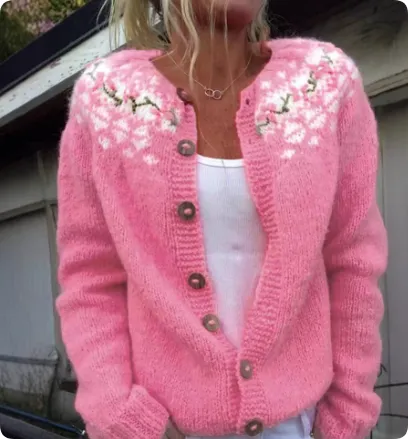 Cardigan Sweater Coat Single Row Button Sweater Printing - Style 8965