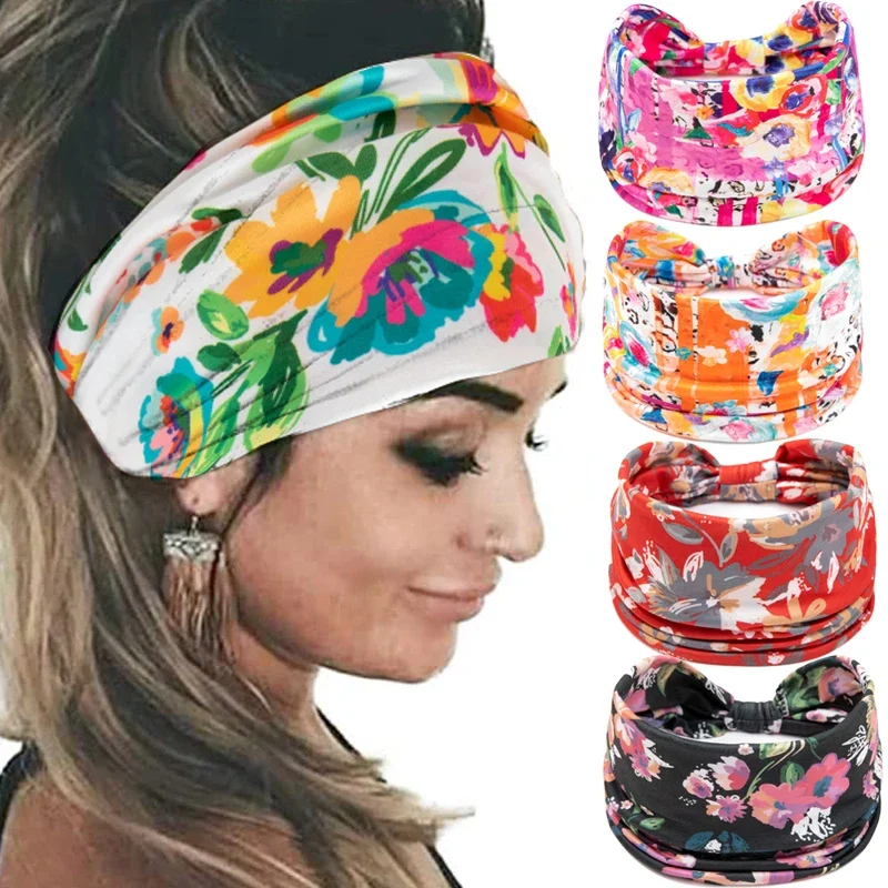 Sports Headband Printed Wide Brimmed Scarf
