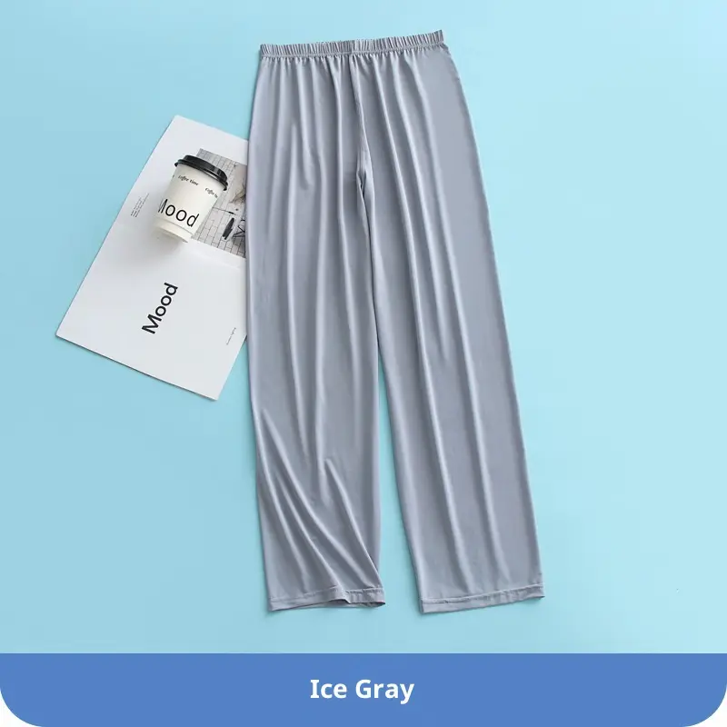 Thin Men's Mercerized Silky High Elastic Cropped Trousers Home