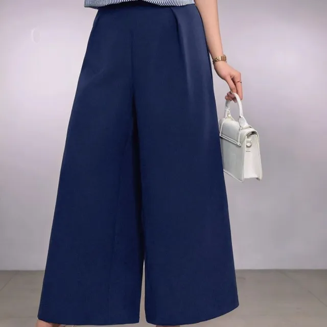 Women's Straight through Casual Fashionable Trousers Dark Blue - Shop at LoveMi