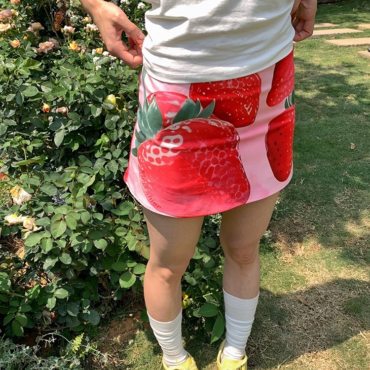 Vacation Style Strawberry Beach Skirt Hot Girl