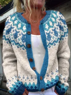 3D Digital Printing Cardigan Knitted Coat Women's Clothing - Hnzmy158-L - View 1