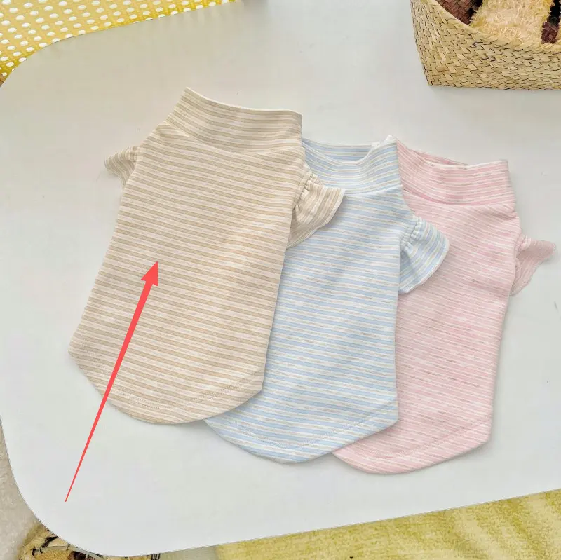Striped Turtleneck Flounced Sleeve Bottoming Shirt Pet Clothes
