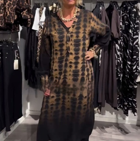 Leopard Print Dress New Loose Casual Brown - Shop at LoveMi