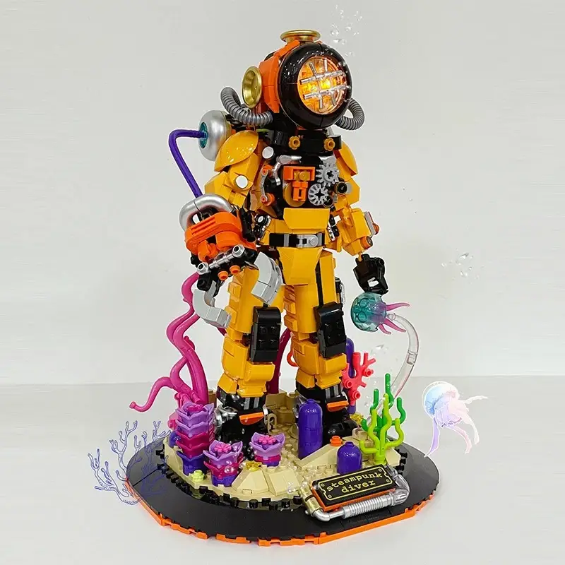 Steampunk Diver Small Particle Building Block Model Assembling Toys Storage