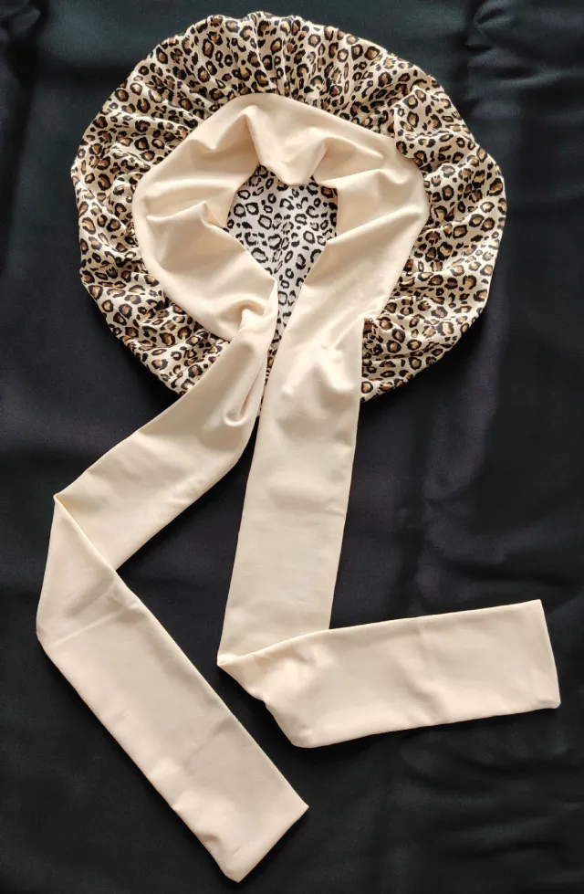 Stretch Ribbon Bowknot Silk Round Cap Solid Color Leopard Print 1 - Shop at LoveMi