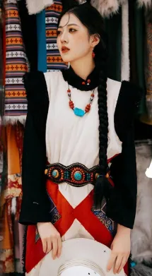 Travel Photography Tourism Photography Ethnic Style Tibetan Clothing - No 2 Clothing Set Simple Belt